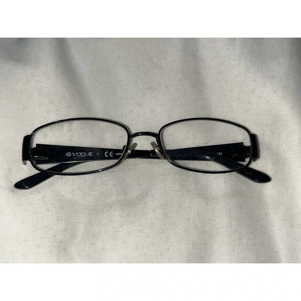 Vogue VO3745-B 352 Black Silver Chip Style Paint Metal Designer Eyeglasses 53-16